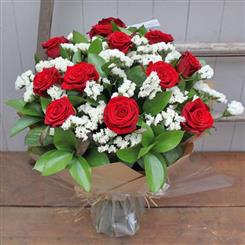 Dozen Red Roses in Clouds